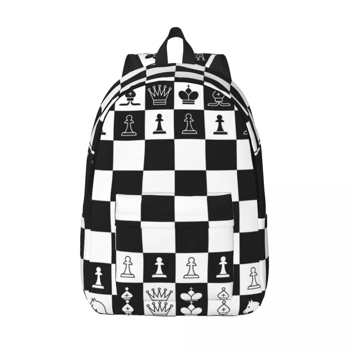 

Men Women Backpack Large Capacity School Backpack for Student Black And White Chess Board School Bag