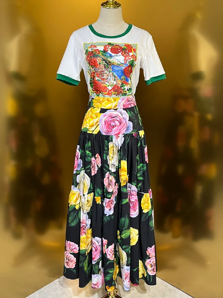 AELESEEN длинная юбка из 100% хлопка сицилийская женская весенне-осенняя модная