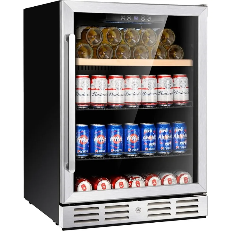 

Kalamera Mini Fridge 24” Beverage and Wine Cooler Built-in or Freestanding-120 Cans&16 Bottles Capacity Wine Refrigerator Cooler