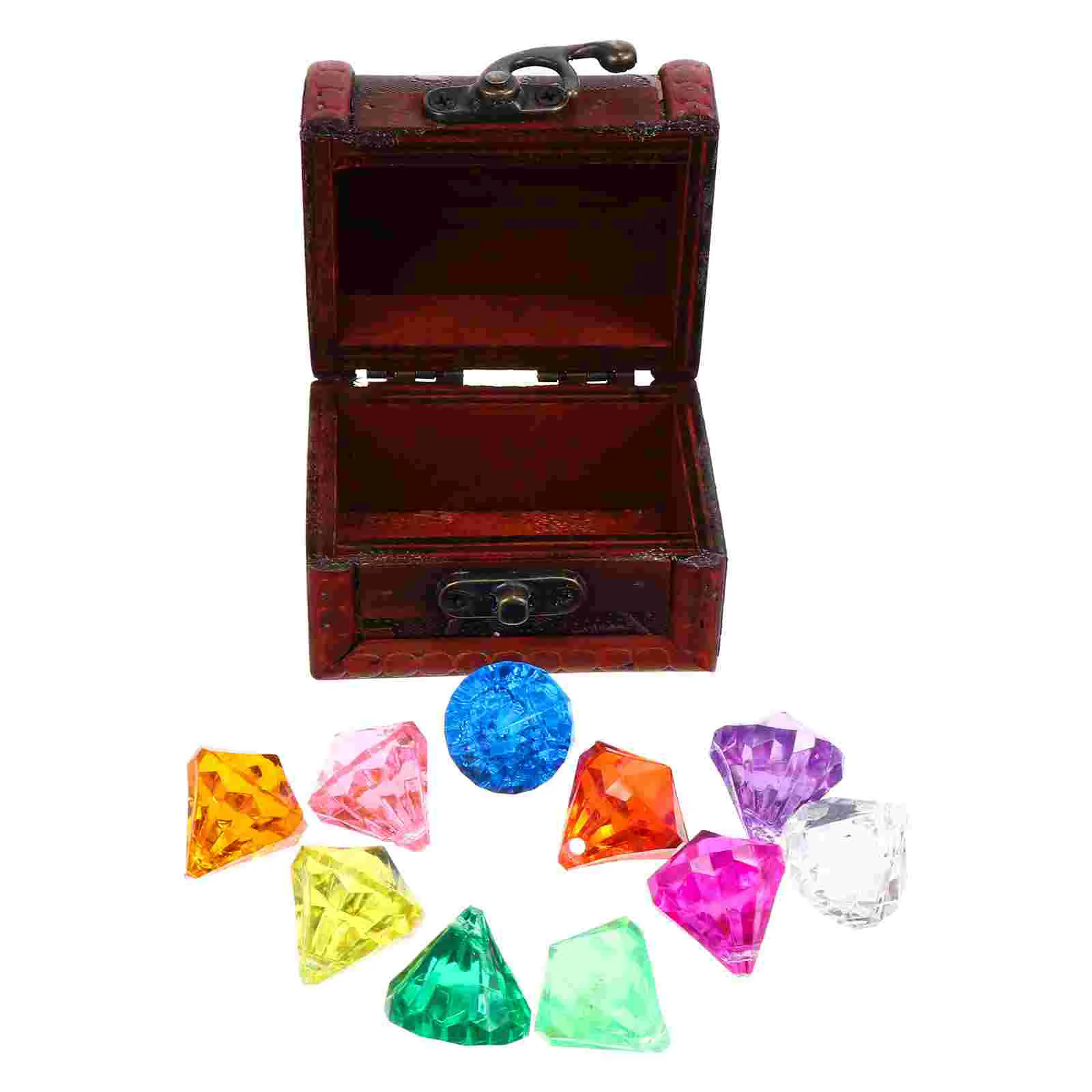 

Treasure Toy Pirate Box Toys Jewelry Children Wooden Organizer Wood S Trunk Acrylic Diamonds Gemstone Playset Storage Swimming