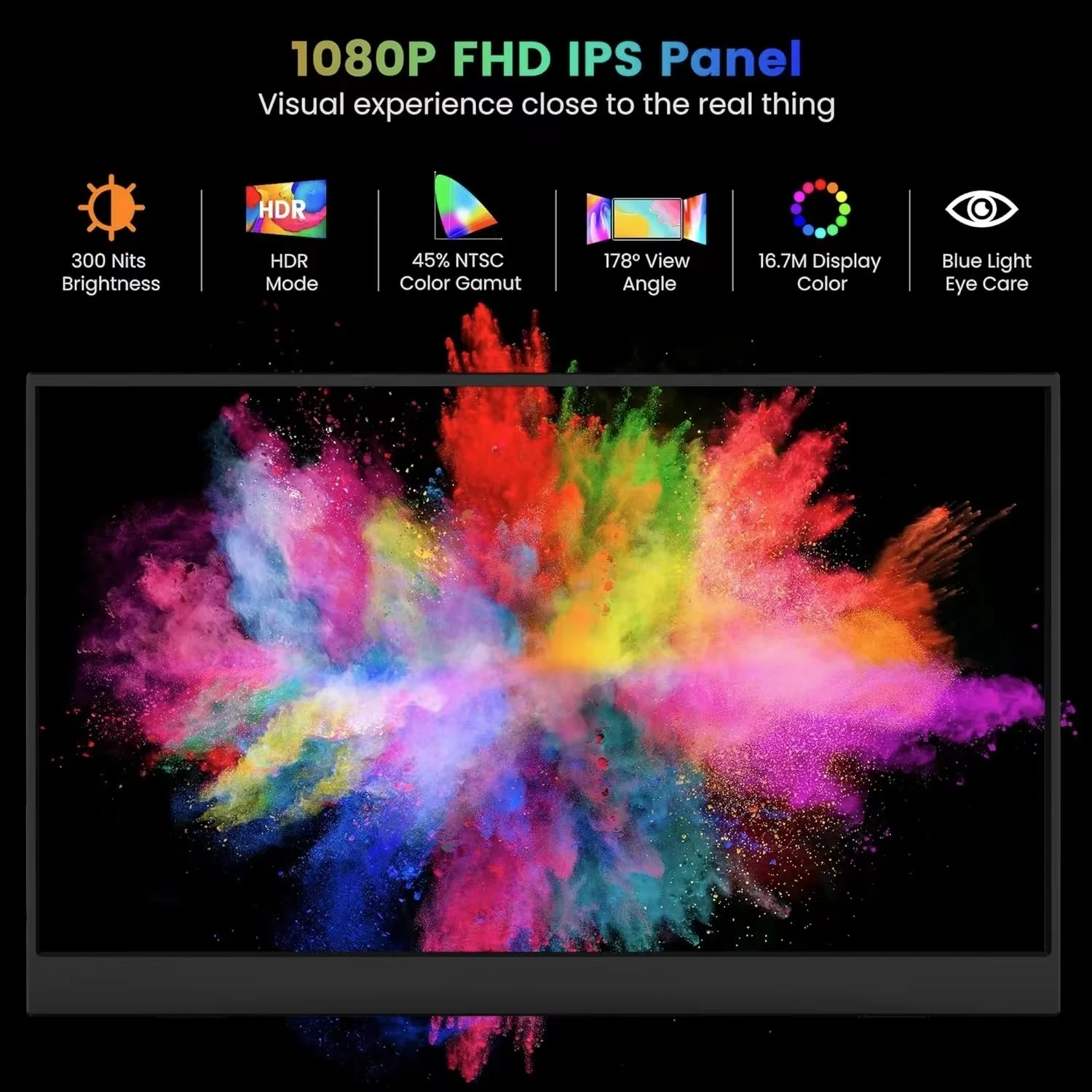 Фото 15,6-дюймовый IPS-монитор с разрешением 1080P FHD, портативный экран-расширитель для ноутбуков и мобильных устройств с поддержкой USB-C. №4