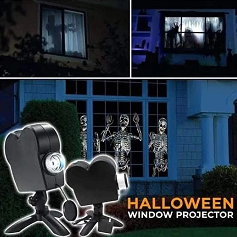 Proyector láser para ventana de Halloween, miniproyector de cine en casa, lámpara de película para Navidad, proyección holográfica para interiores y exteriores, 12 Uds.