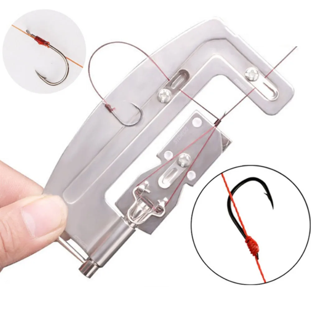 

Fast Fishing Accessories Automatic Hooks Tier Stainless Steel Machine Metal Portable Fishhook Line Tying Knots Tackle Fish Tools