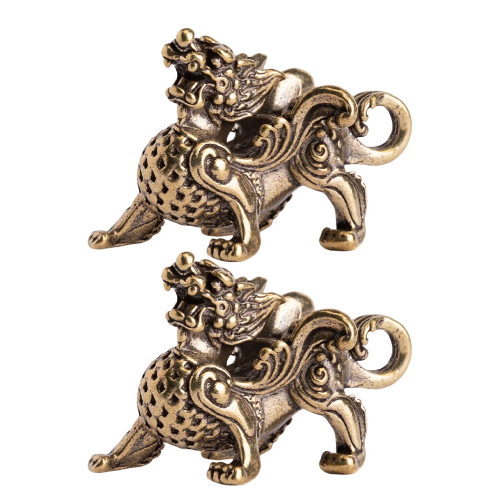 

Brass Kylinanimal Statue Miniature Pendant Figurines Decor Figurine Sculpture Home Decorations Lucky Luck Charm Pocket Key