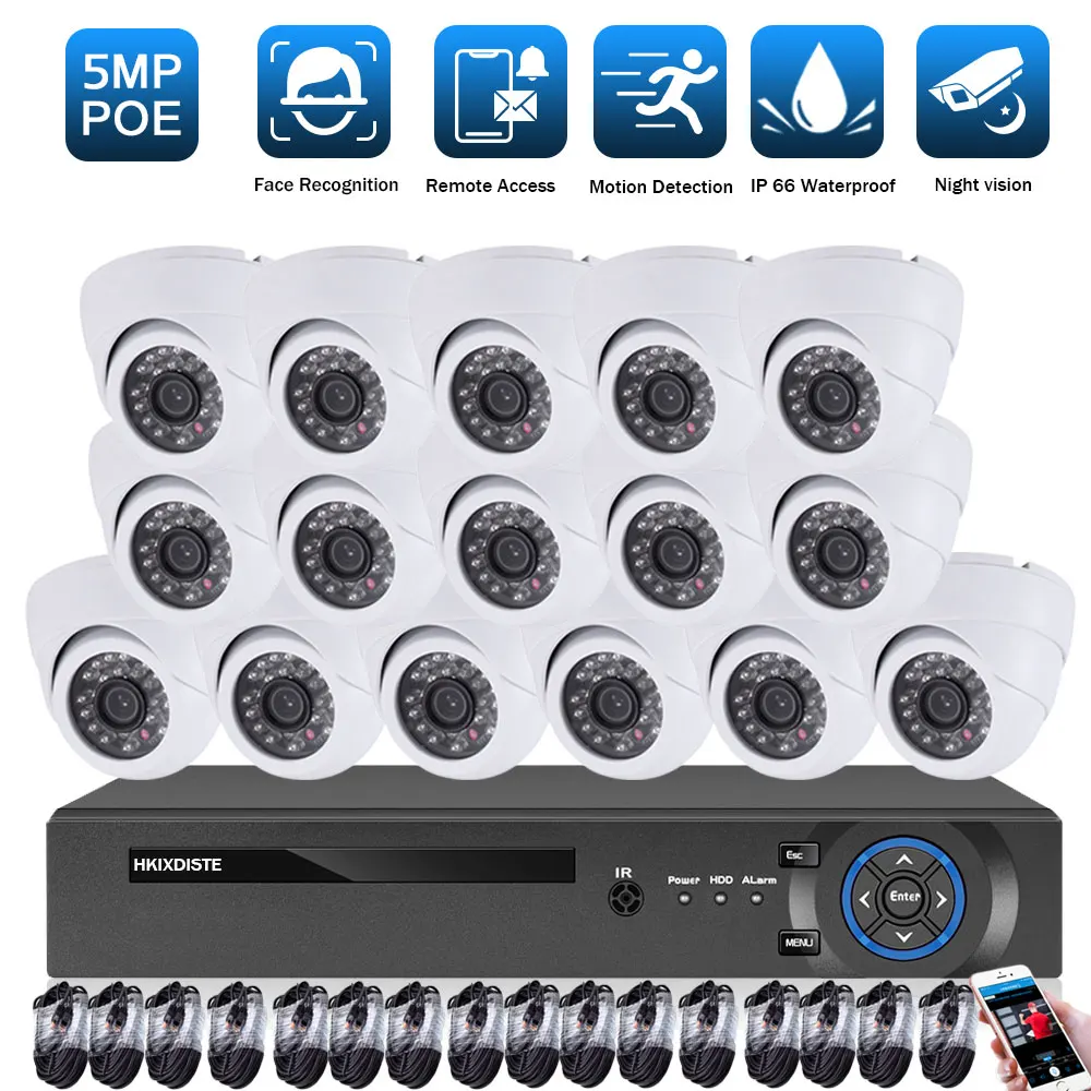 

H.265 16CH 4K POE NVR Kit Home CCTV IP Security Monitoring Camera System Set 5MP HD P2P Video Surveillance Camera Kit XMEYE 8CH