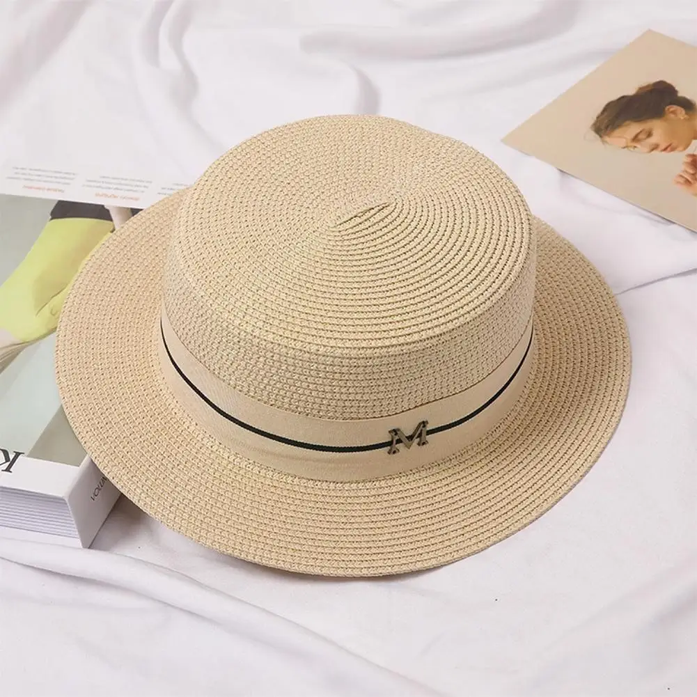 

Women's Hat Visor Hat Panama Hat Summer Beach Hat For Women Female Casual Hat Lady Girls Flat Brim Straw Cap Chapeu Fem W8i7