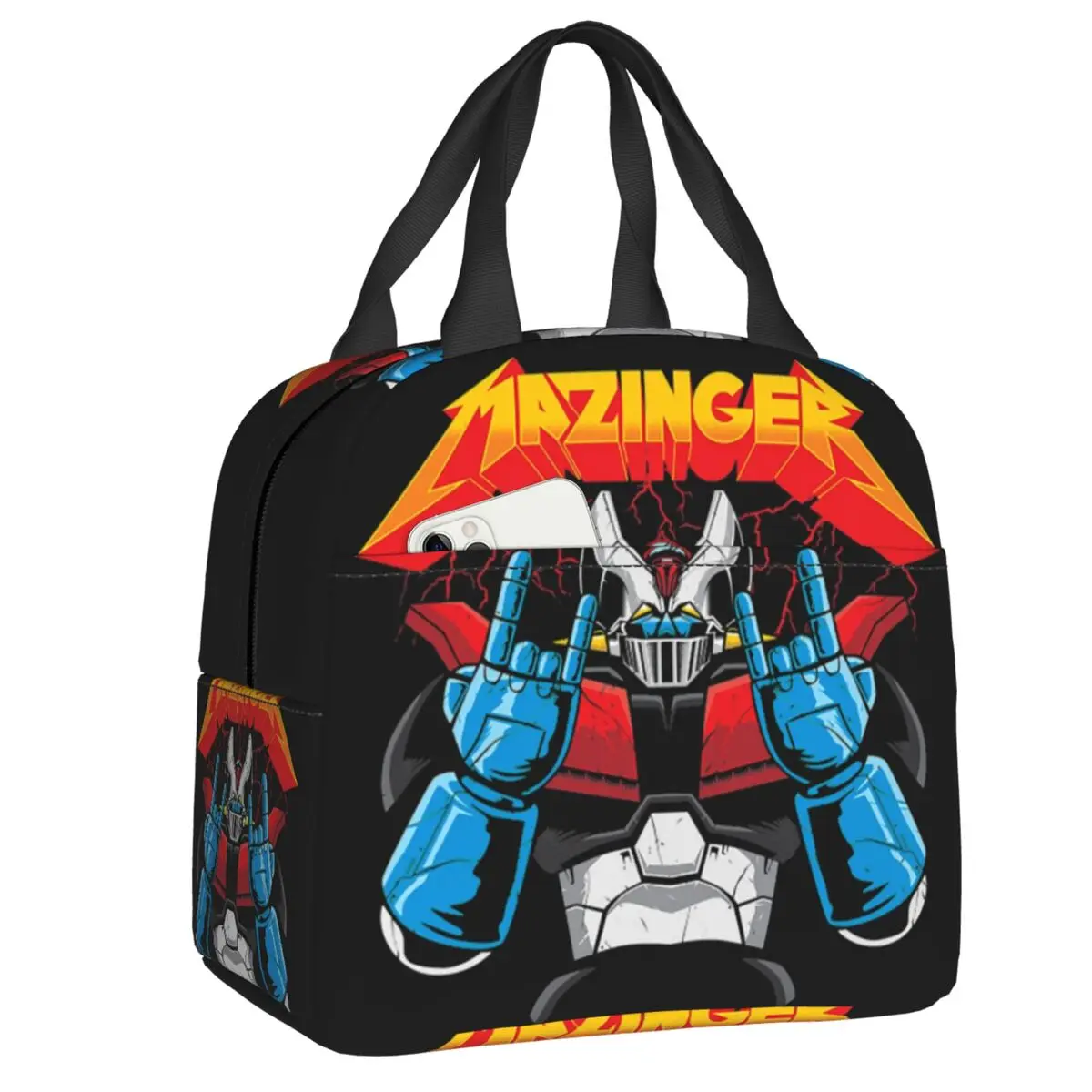 

Mazinger Z Insulated Lunch Bags for School Office UFO Robot Anime Resuable Thermal Cooler Bento Box Women Kids