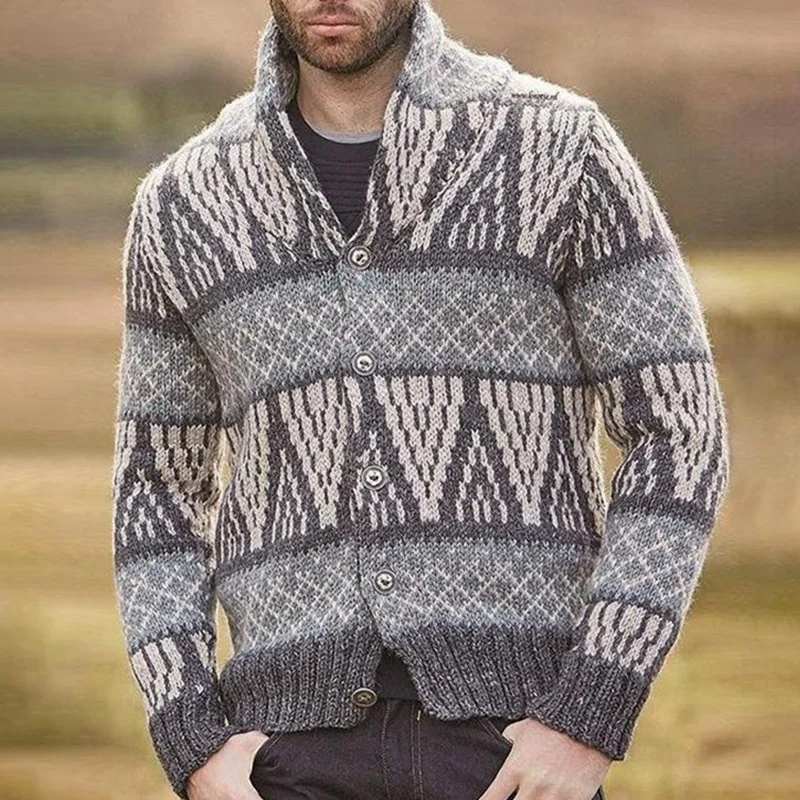 Men's autumn and winter new long sleeved jacquard sweater men's slim fitting sweater coat sy0014