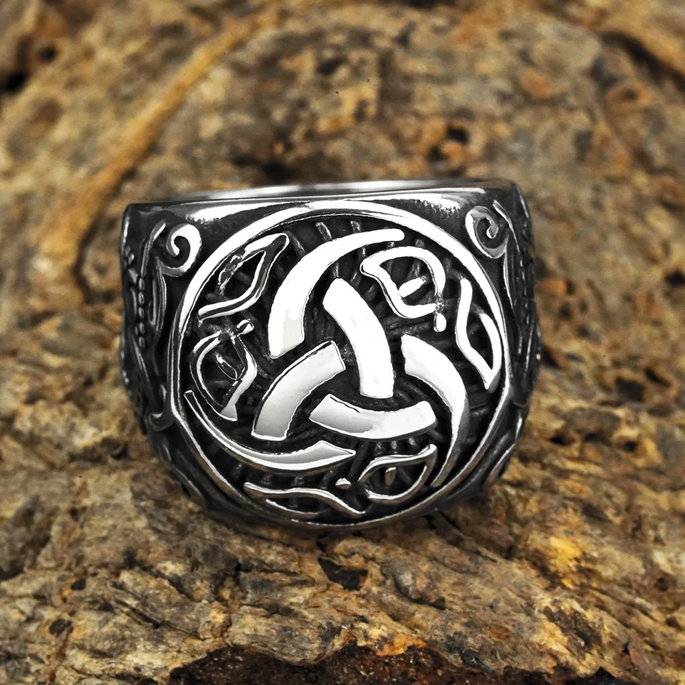 

316L Stainless Steel Viking Vintage Celtic Knot Ring for Men Nordic Trinity Ring Fashion Biker Jewelry Amulet Gift Free Shipping