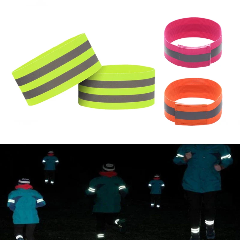 

1 PC Cycling Reflective Strips Outdoor Running Warning Wristband Safety Armband Bicycle Bind Pants Hand Leg Strap Sports Tape