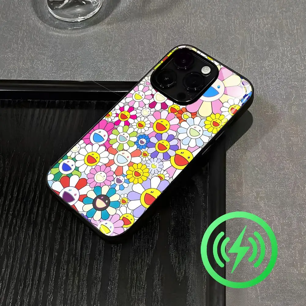 Фото Чехол для телефона M-Murakami T-Takash Painting для iPhone 17, 16, 15, 14, 13, 12, 11, X, XR, XS, 8 Plus, Mini, Pro, Max, стеклянный чехол №1