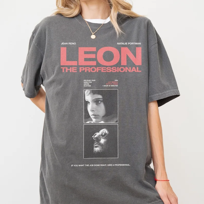 Leon профессиональная Футболка Винтаж классическое кино Тяжелая рубашка