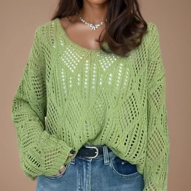 Женский Вязаный Свитер Itoolin С V-образным Вырезом И Открытыми Рукавами летучая