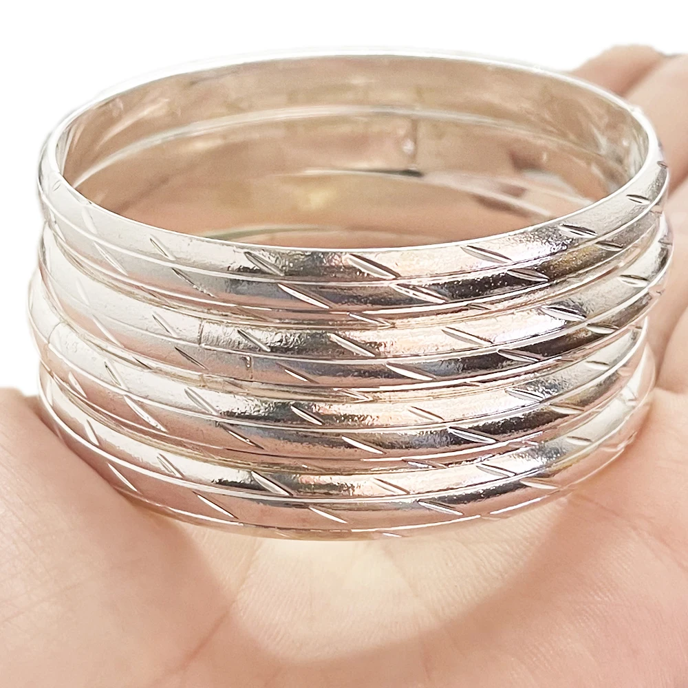 

4-Piece African Silver Bracelet White Dubai Bracelet Bride Jewelry Gift Arab Jewelry Female Copper Bracelet