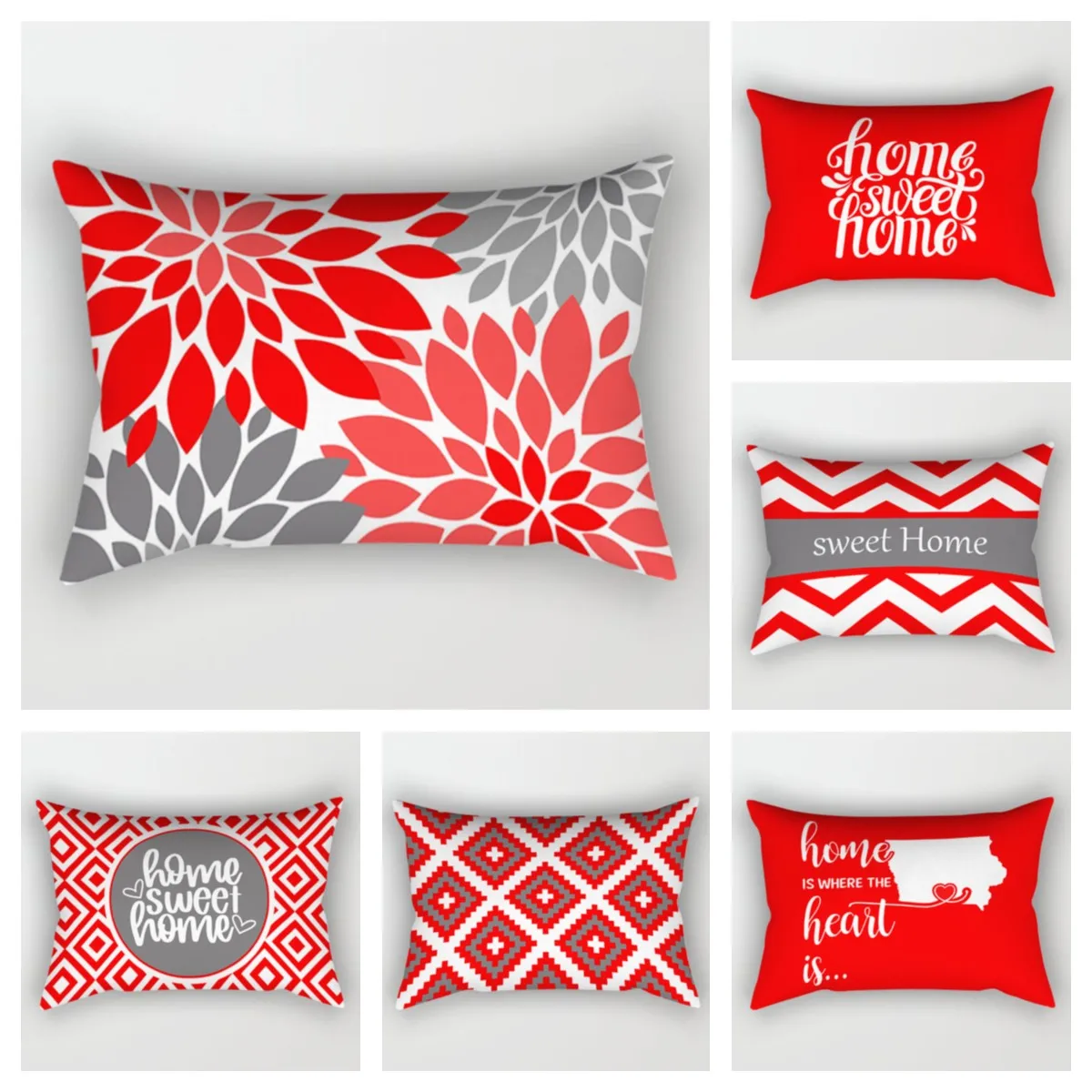 

Nordic red sweet cushion cover classic geometric fashion home decoration living room sofa pillowcase car waist pillowcase 30*50