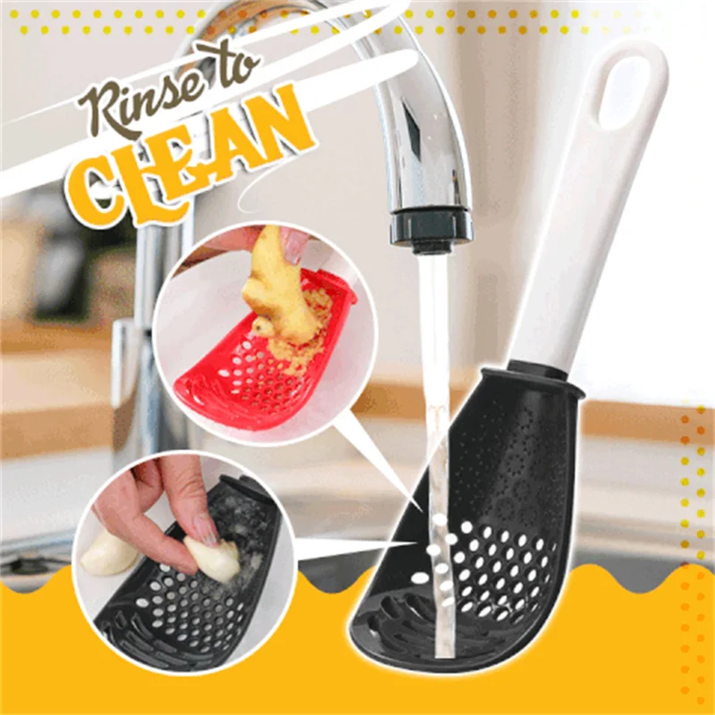 

Heat Resistant Hanging Hole Innovative Potato Garlic Pressure Filter New Multifunctional Kitchen Cooking Spoon