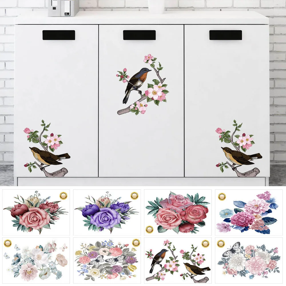 

15 Styles Flower Car Wall Stickers Wall Decal Refrigerator Stickers Decals Waterproof PVC Decal For Window Door Toilet Stickers