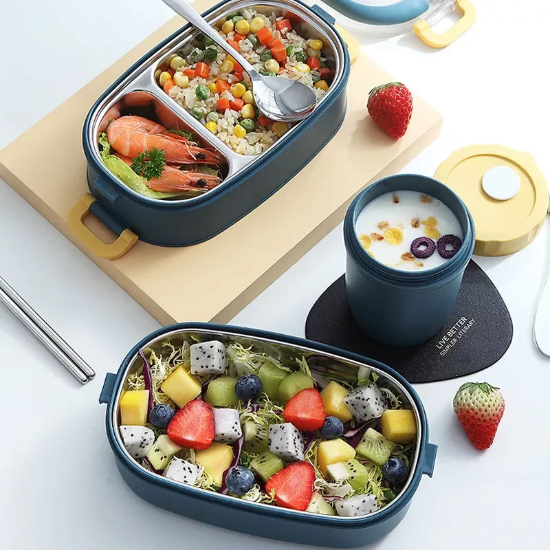 

bento box Japanese Style Portable Outdoor 304 Stainless Steel thermal lunch box for kids With Compartment food boxs