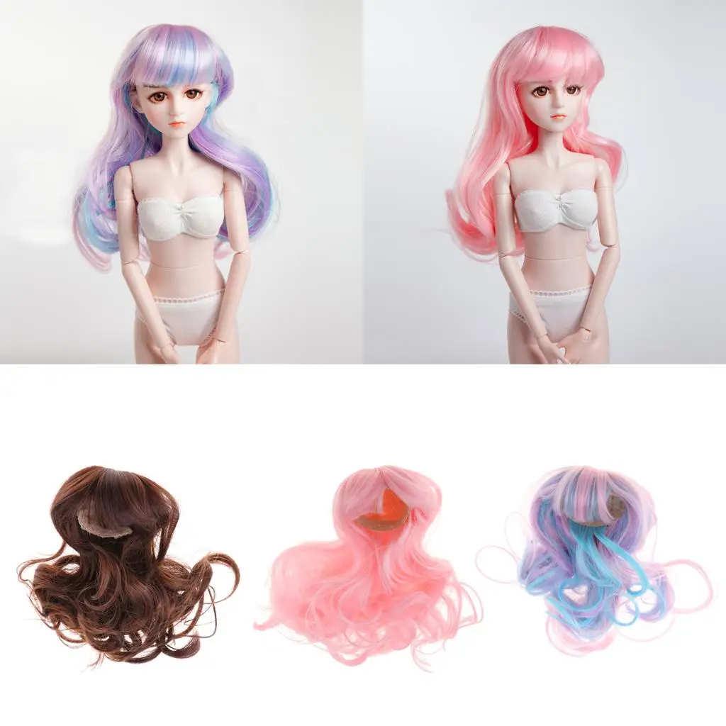 

Стильные кукольные парики 1/4 BJD, длинные вьющиеся волосы с челкой для куклы, аксессуары для изготовления своими руками