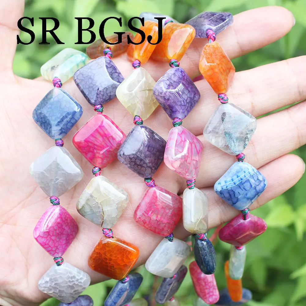 

Rhombus Drip Water-drop Shape Multicolor Mixed Crackle Agat Onyx Gems Stone Jewelry Making Beads Strand 15"