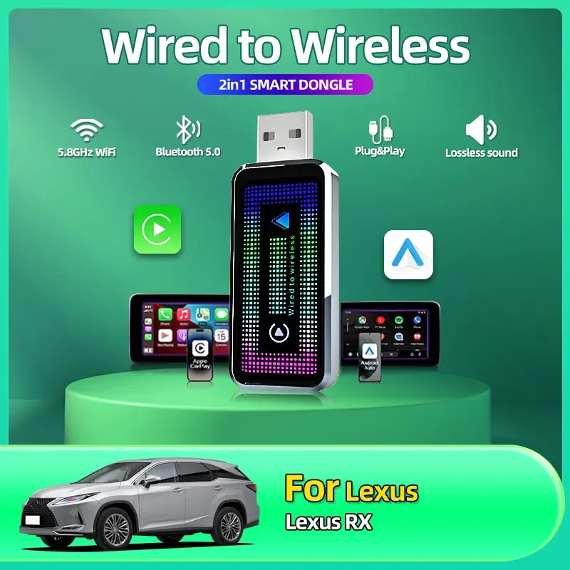 2025 модный 2 в 1 двойной интерфейс беспроводной CarPlay/Android автоматический адаптер Smart