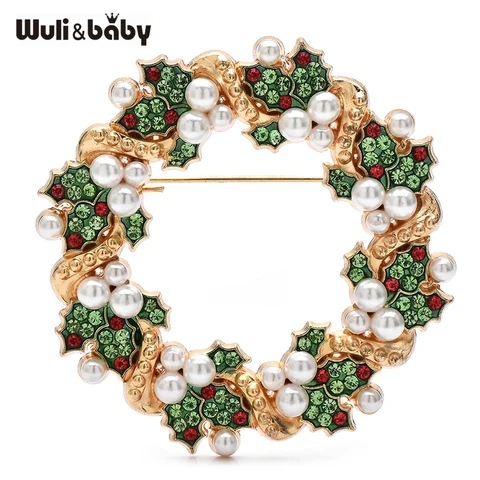 Броши Wuli&baby  зеленый кристалл
