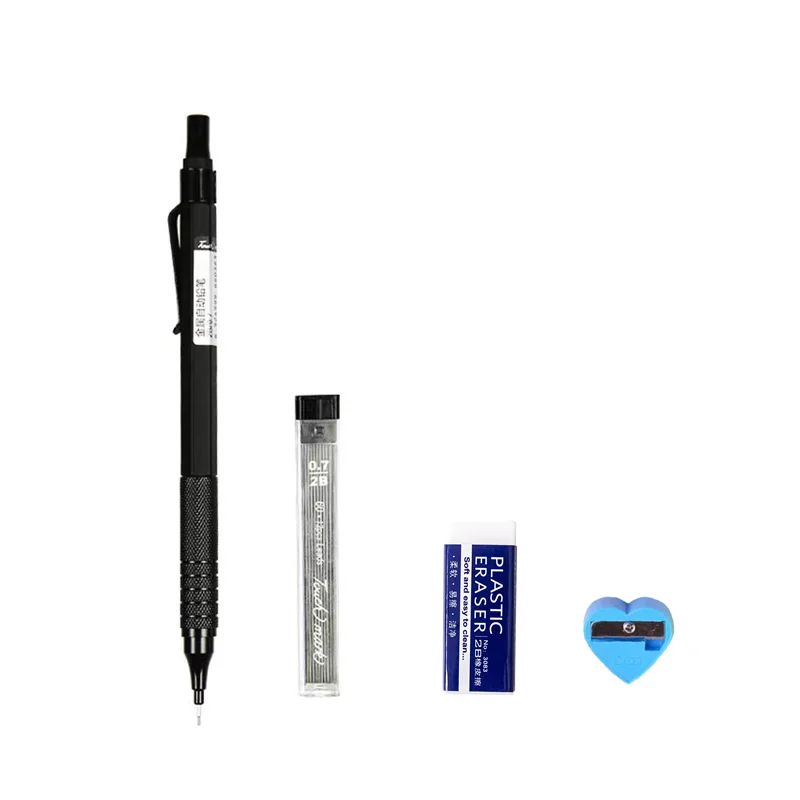 Set Metal Pen Case With Black Lead Refills For Writing Draft Drawing Art Sketch Crafting