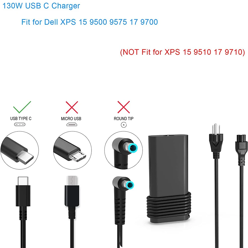 Зарядное устройство для ноутбука 130 Вт USB C Type адаптер питания переменного тока Dell