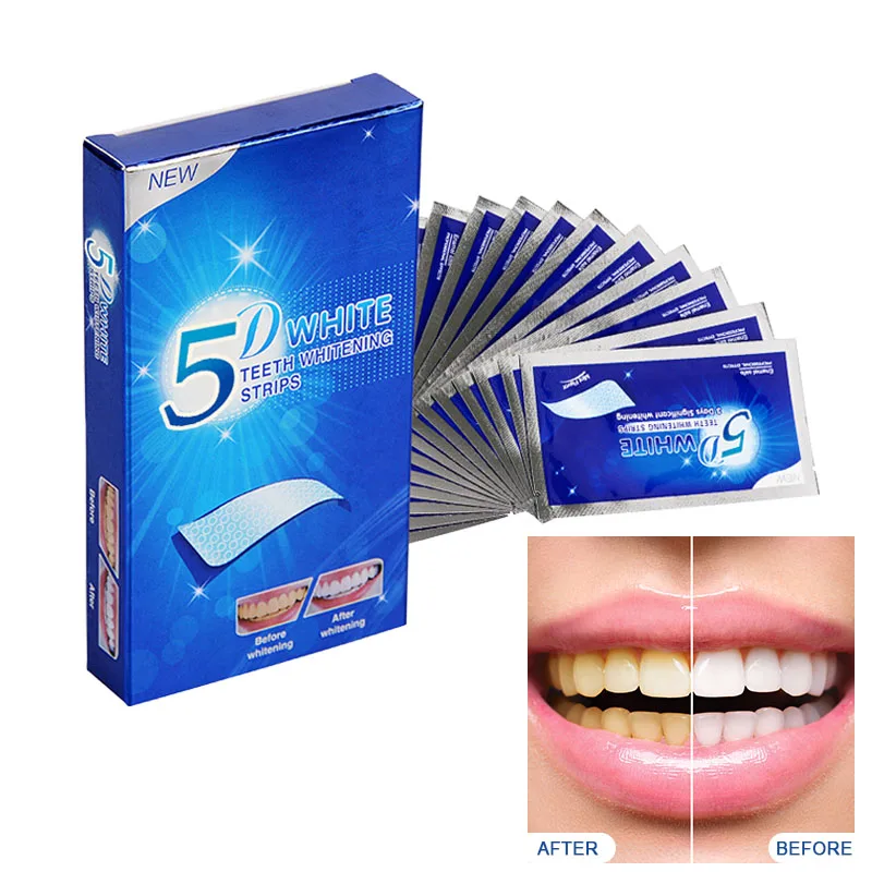 

5D Gel Teeth Whitening Strips 7/14 Pair Dental Bleaching Tools No Sensitivity Tooth Oral Care for False Teeth Veneers Whiten Gel