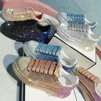 full rhinestone diamond bling shiny shoes thick soled casual shoes women white shoes female height increasing pums sport shoes