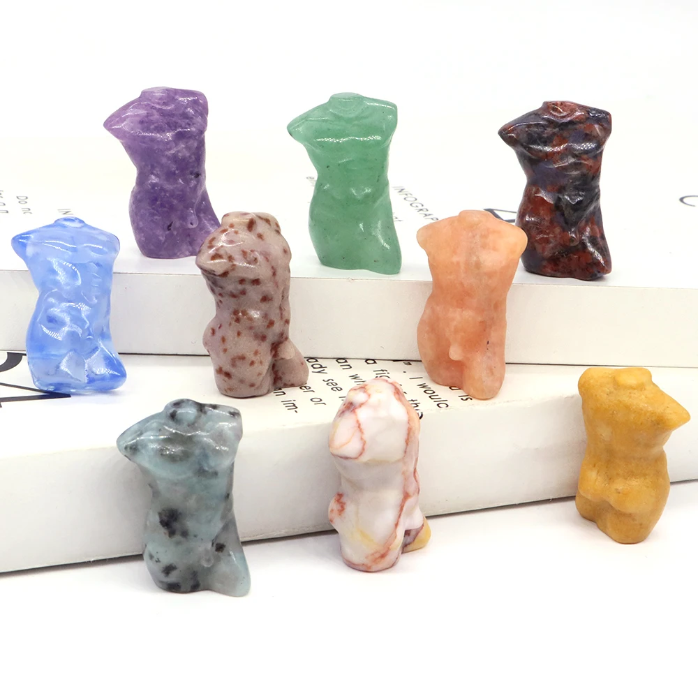 

1.2" Male Model Half Body Statue Natural Stone Sexy Mini Figurines Crystals Art Sculpture Gemstone Crafts Home Decor Love Gifts