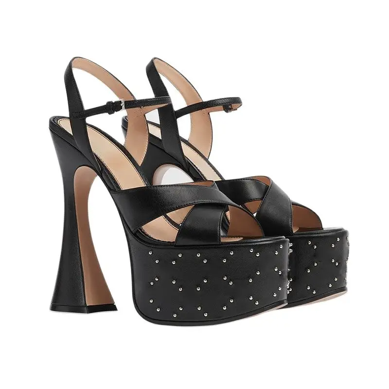 2023 Spring and Summer New Women's Shoes Designer Luxury Thick Sole High Heels Sandals Occidental Banquet Party Shoes for Women