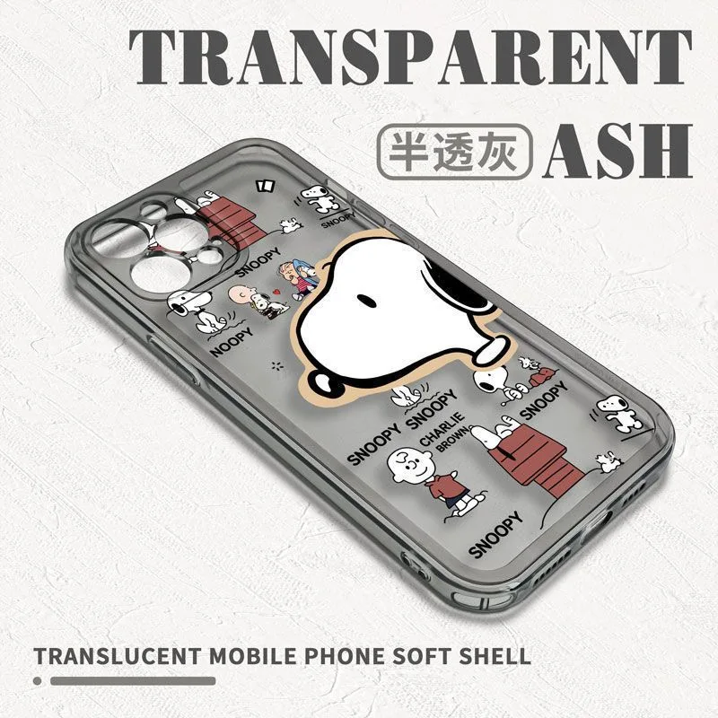 

Snoopies transparent camera anti-skid Phone Case For iPhone 14 13 12 11 Pro Max Mini X XR XS MAX 7 8Plus Back Cover
