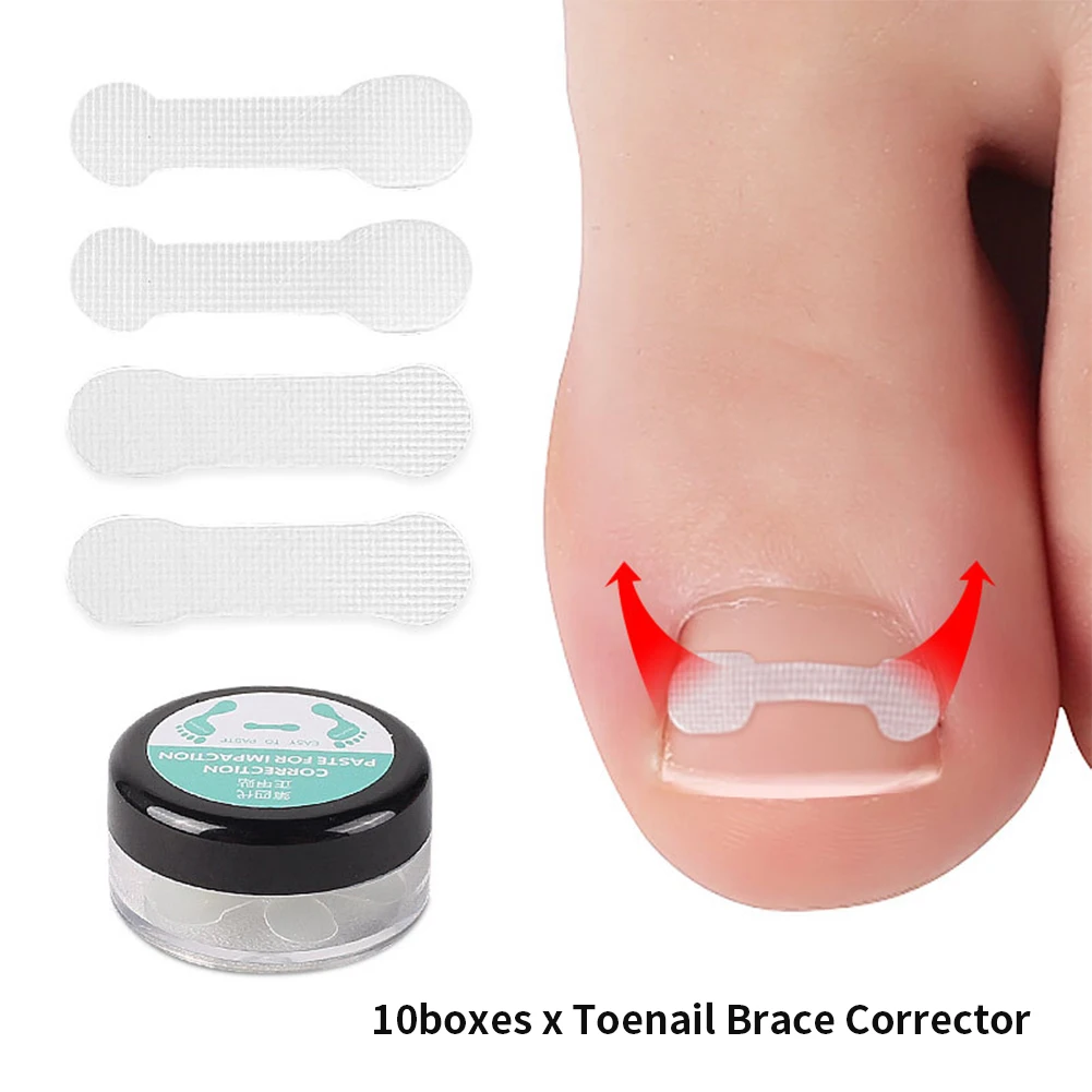 

10boxes Strip Self Adhesive Toenail Brace Corrector Paronychia Pain Relief Home Travel Straightening Recover Patch Portable