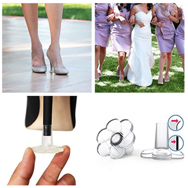50 Pairs High Heels Protectors Latin Dance Stiletto Covers Antislip High Heeler PVC Cap Wear-resistant Soft Base Shoe Care Kit
