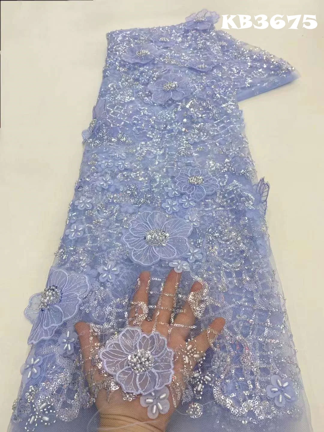 2024 африканские 3D Цветочные бусины кружевная ткань вышитая Дубай новинка ткани с