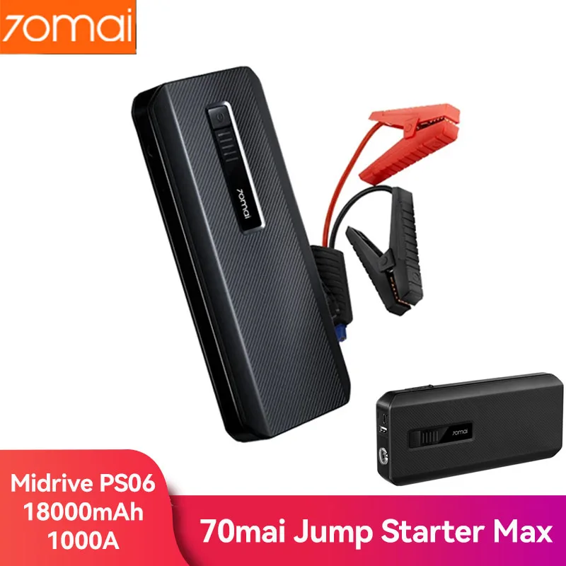 

70mai Jump Starter Max 18000mah 70mai Car Jump Starter PS06 1000A Power Bank Car Jumpstarter Auto Buster Emergency Booster