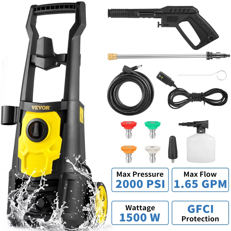 Electric Pressure Washer, 2000 PSI, 1.65 GPM Power Washer