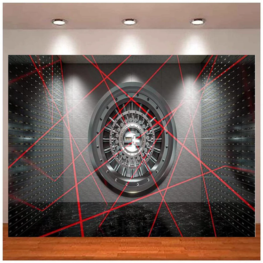 

Photography Backdrop Bank Vault Interior Safe Box Red Laser Beam Security System Background Money Theme Event Bank Party Decor