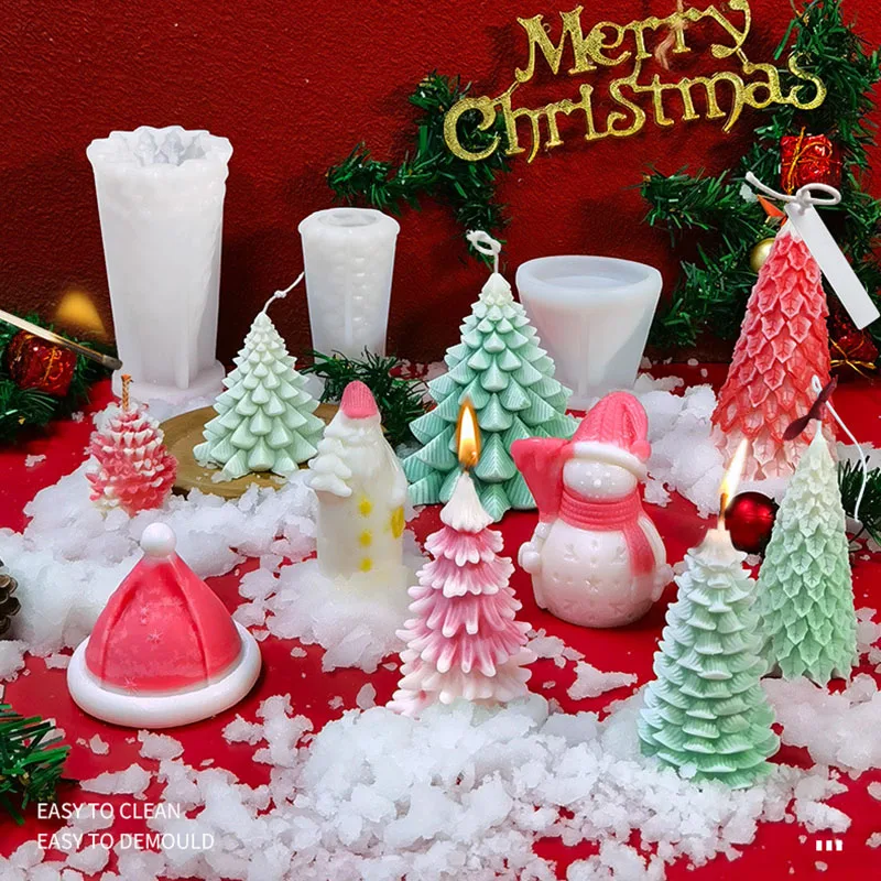 

Силиконовая форма в виде рождественской елки, свечи, сделай сам, изготовление рождественских свечей, мыло ручной работы, гипсовая смола, форма, Рождественский подарок