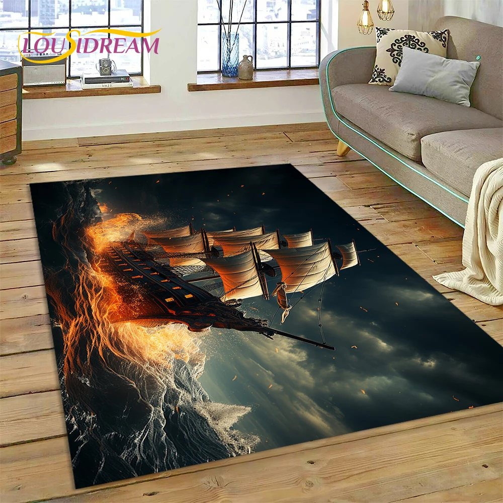 Древняя лодка с пиратским кораблем баркка коврик Sailboa для украшения гостиной