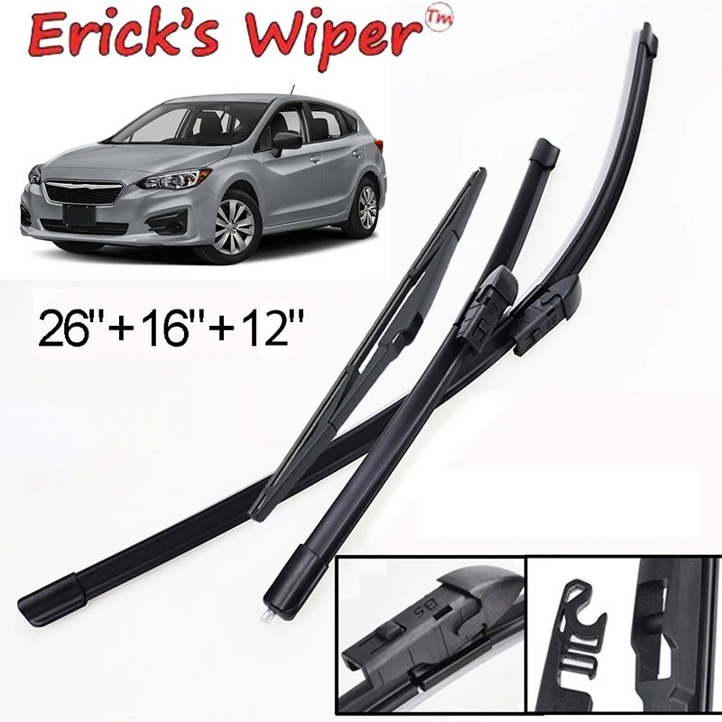 Erick's Wiper LHD Front & Rear Wiper Blades Set For Subaru Impreza XV GK GT 2017 - 2021 Windshield Windscreen Window 26"+16"+12"