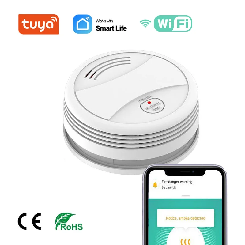 

Tuya Independent Smoke Detector Sensor Fire Alarm 80dB Home Security System Firefighters Smart WiFi Smoke Alarm Fire Protection