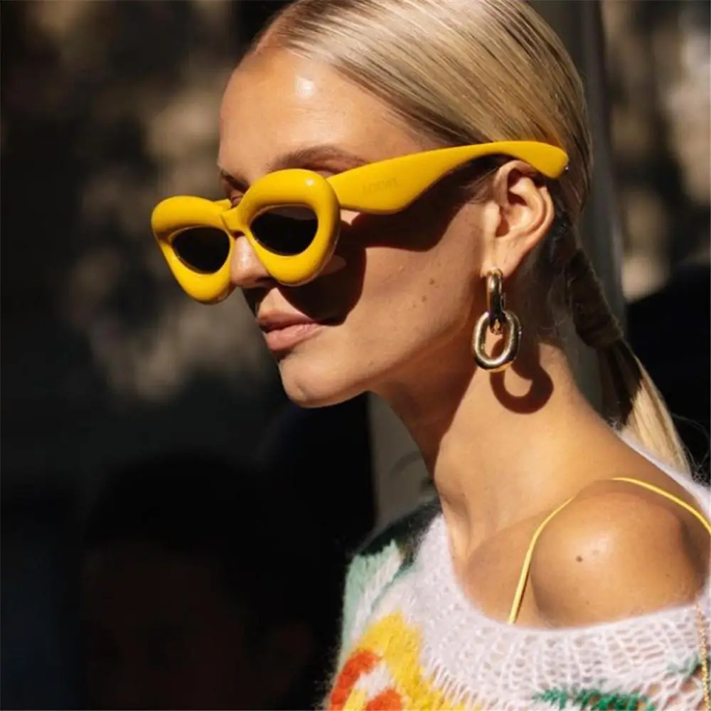 

New Shades Hip Hop UV400 2000's Sun Glasses Cat Eye Y2K Sunglasses Sexy Red Lip
