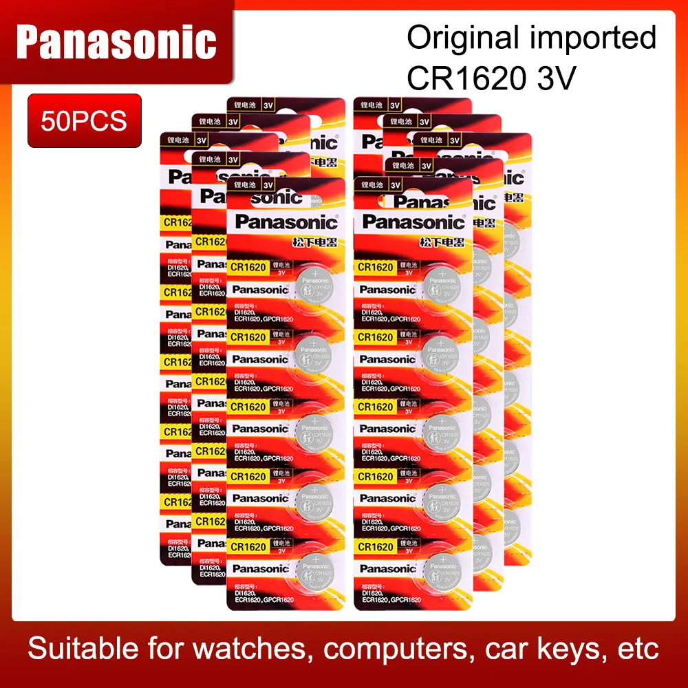 

50pcs Panasonic Original Product cr1620 Button Cell Batteries For Watch 3V Lithium Battery CR 1620 Remote Control Calculator