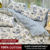 blue floral 100 cotton luxury bedding set 133x72 fabric skin friendlyduvet cover 2pcs pillowcase