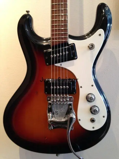 

1966 Ventures Mosrite Zero(0) Fret JRM Johnny Ramone Tobacco Sunburst Electric Guitar Tremolo Tailpiece, Dual Black P-90 Pickups