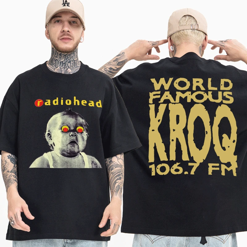 

Retro Harajuku T-shirt Men Radiohead Pablo Honey Tour T Shirt Fashion Hip-hop Rock Band Casual O-Neck Tshirts Streetwear Tops