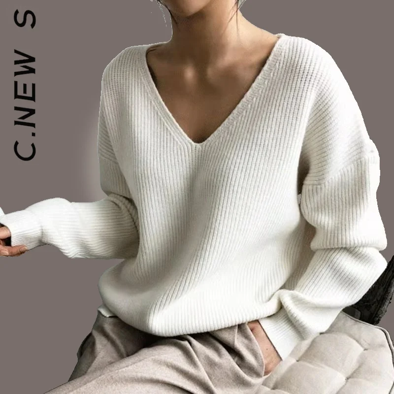 

C.New S New Women Sweater Knitted Turtleneck Simple Casual Sweaters Women Stylish All-Match Women Sweaters Sweet Female Knitwear