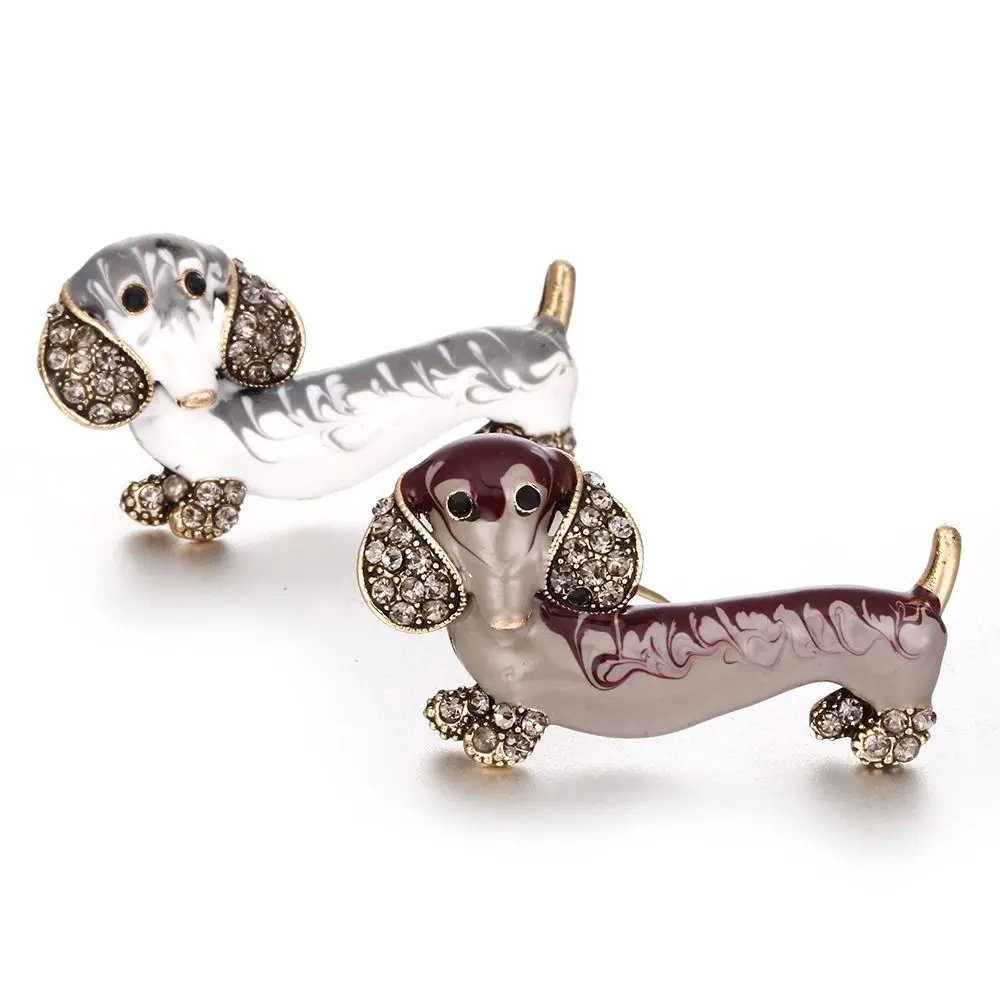 

Cute Dachshund Dog Brooch Pin Shiny Rhinestone Animals Shape Collar Pins Women Men Enamel Pin Clothing Accessoriessories